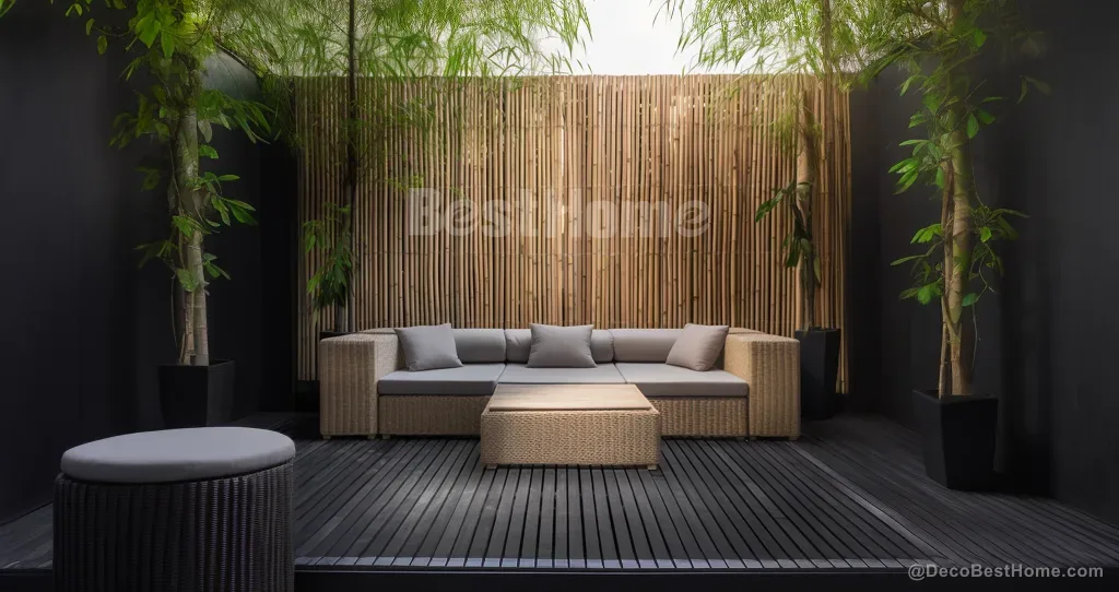 Natural bamboo privacy fence